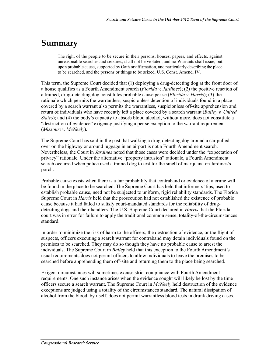 [20130515]R42697_2012年10月最高法院任期内的搜查和扣押案件.pdf_第2页