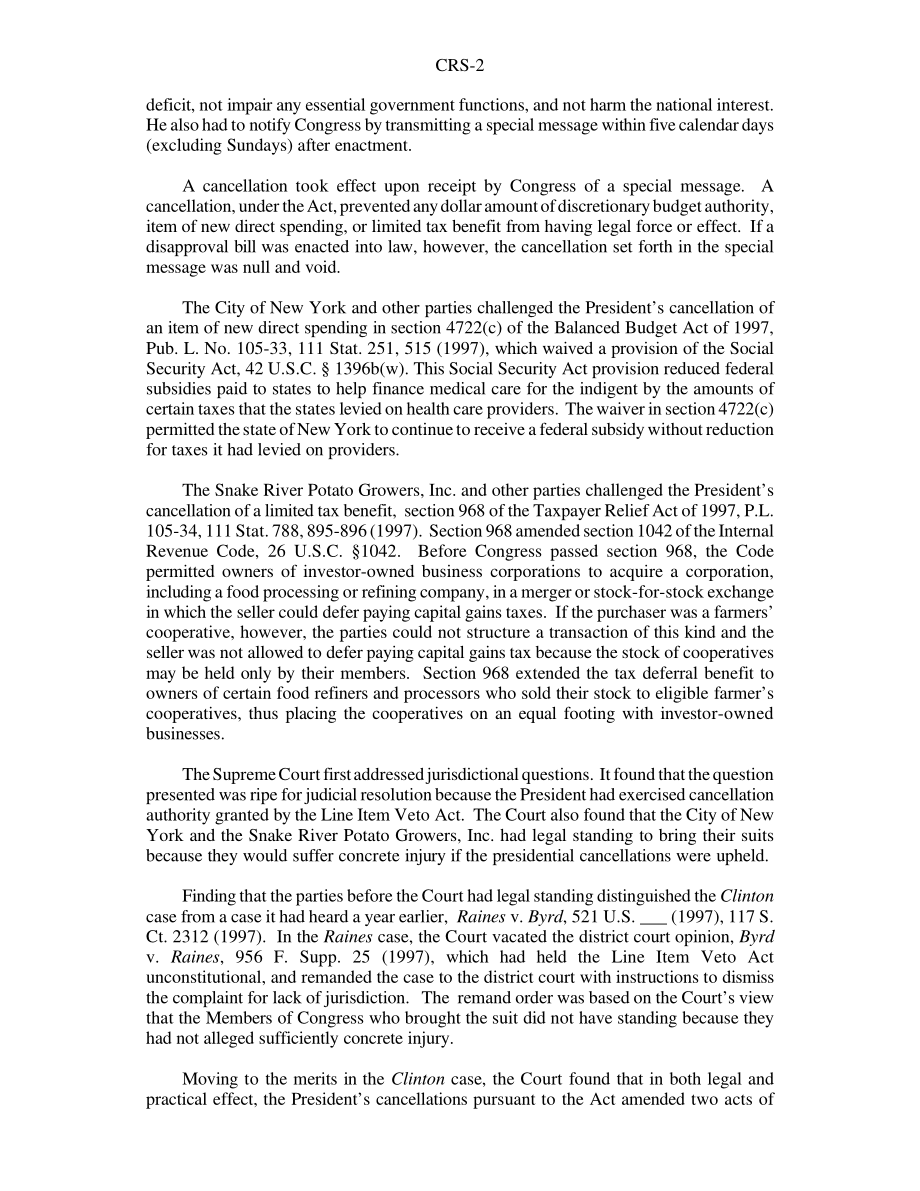 [19980818]98-690_行项目否决法案违宪：克林顿诉纽约市案.pdf_第2页