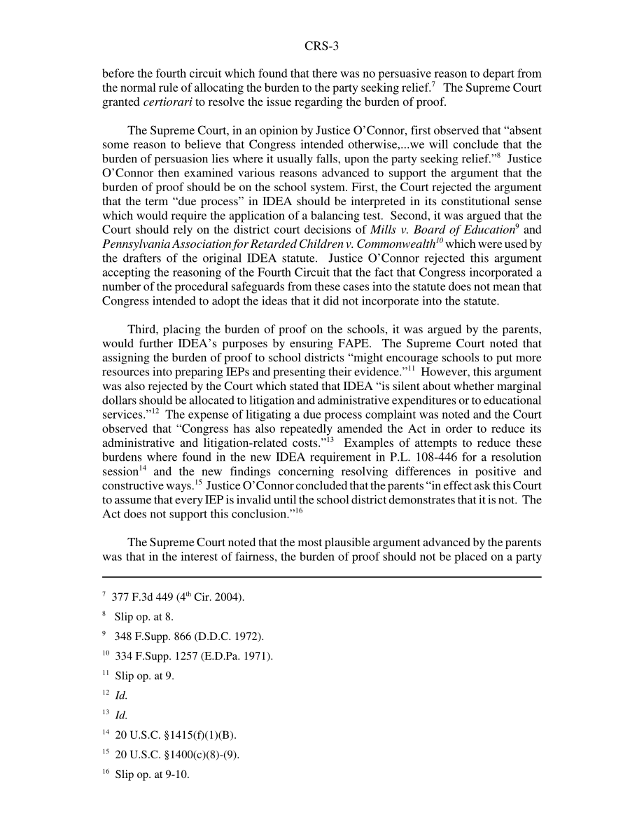 [20051221]RS22353_《残疾人教育法》（IDEA）：Schaffer v.Weast裁定寻求救济的一方承担举证责任.pdf_第3页