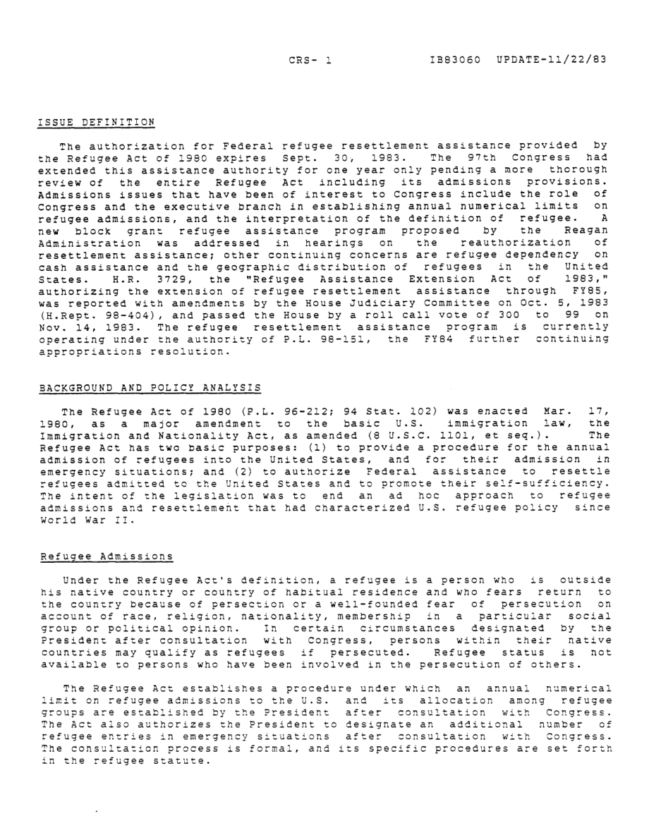 [19831122]IB83060_难民法案重新授权：入学和安置问题.pdf_第3页