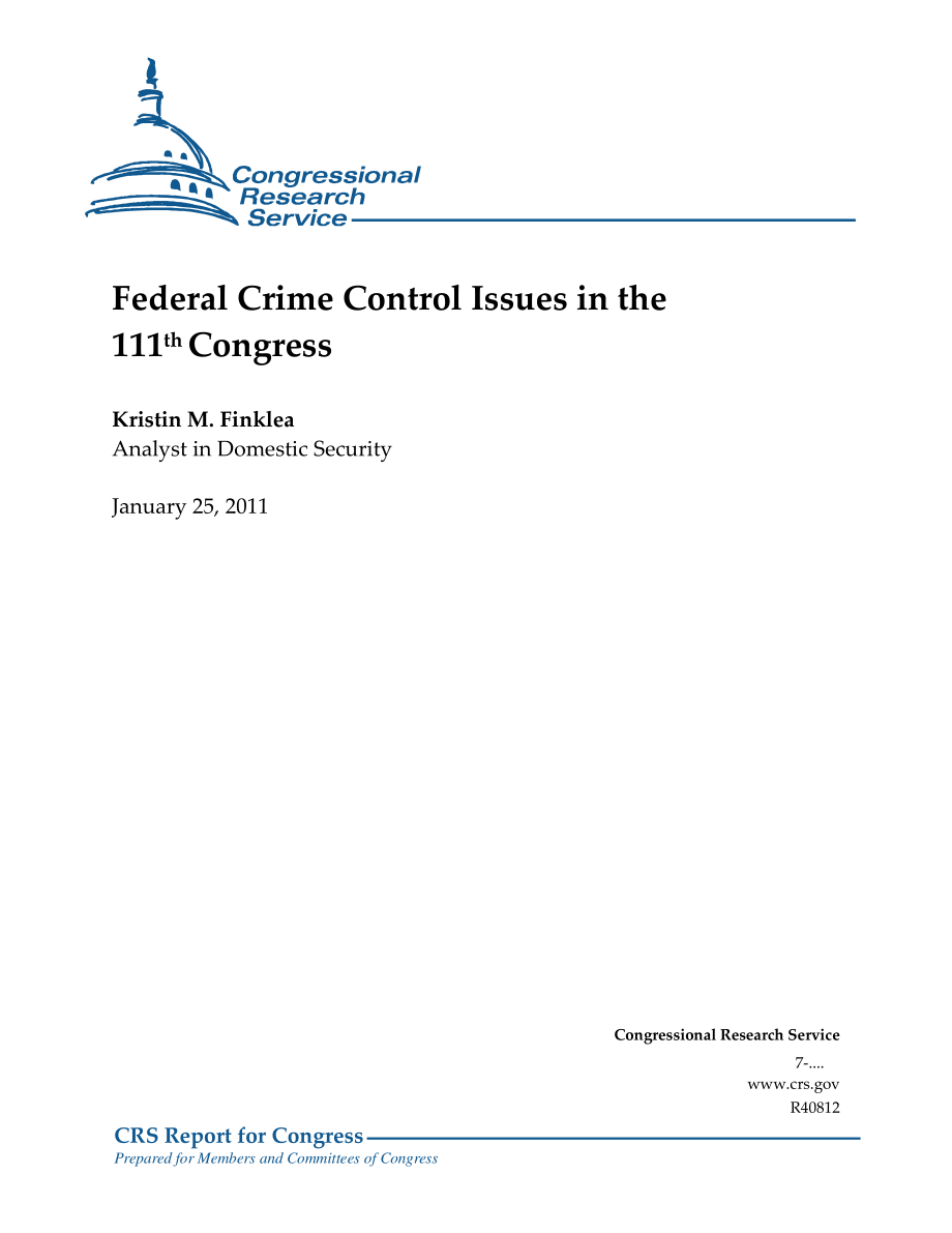 [20110125]R40812_第111届国会的联邦犯罪控制问题.pdf_第1页