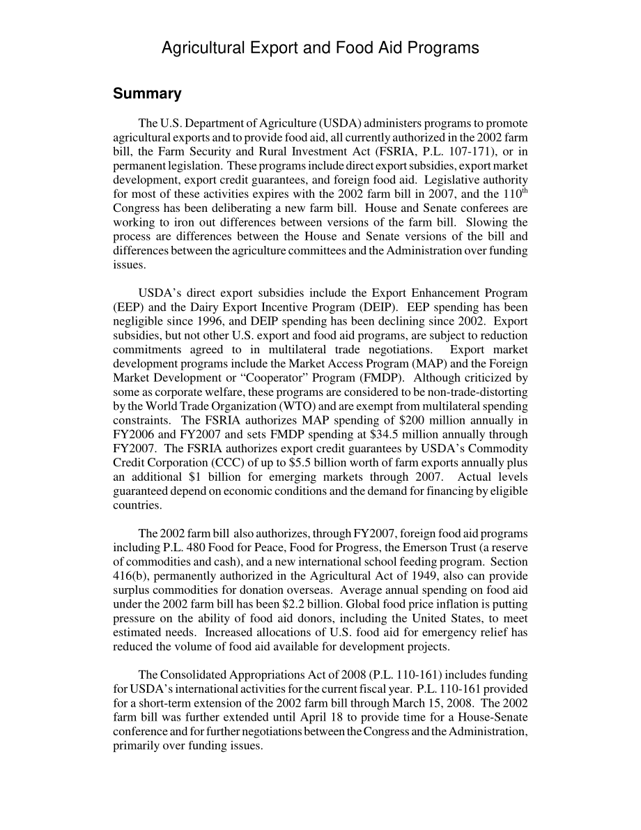 [20080415]RL33553_农业出口和粮食援助计划.pdf_第2页