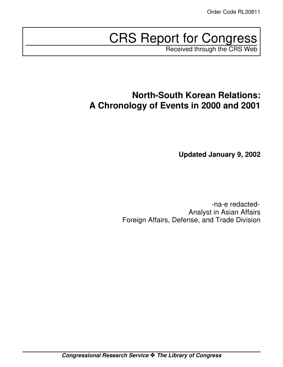 [20020109]RL30811_南北韩关系：2000年和2001年事件年表.pdf_第1页