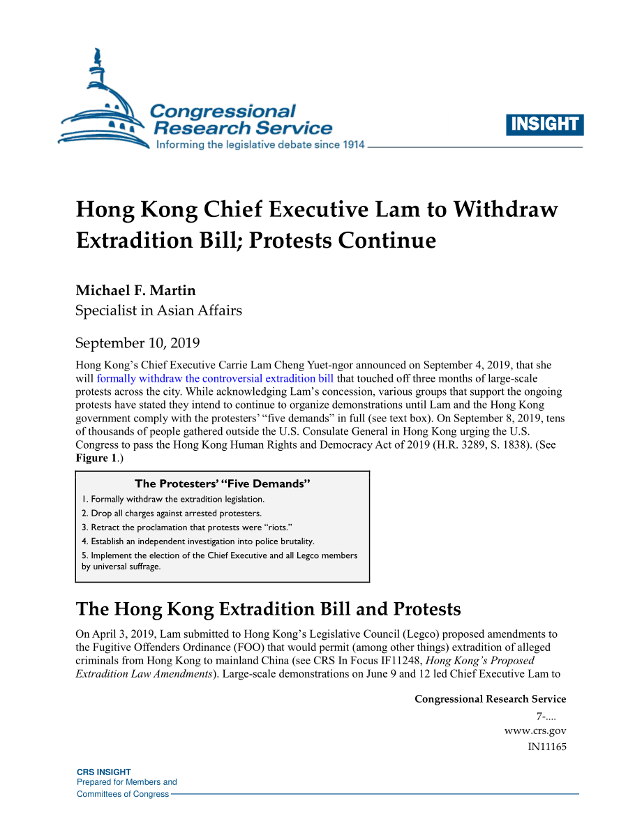 [20190910]IN11165_香港特首林瑞麟撤回引渡法案；抗议活动仍在继续.pdf_第1页