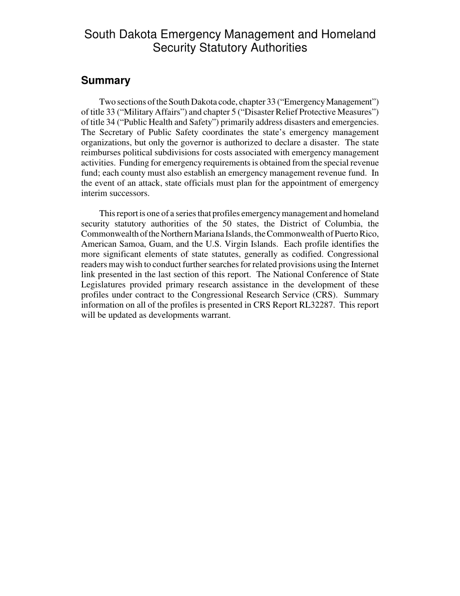 [20040618]RL32435_南达科他州应急管理和国土安全法定机构总结.pdf_第2页