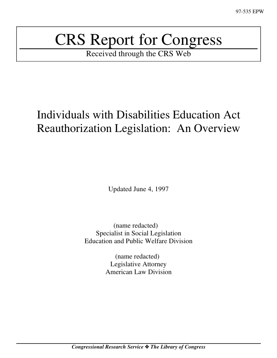 [19970604]97-535_《残疾人教育法》再授权立法：概述.pdf_第1页
