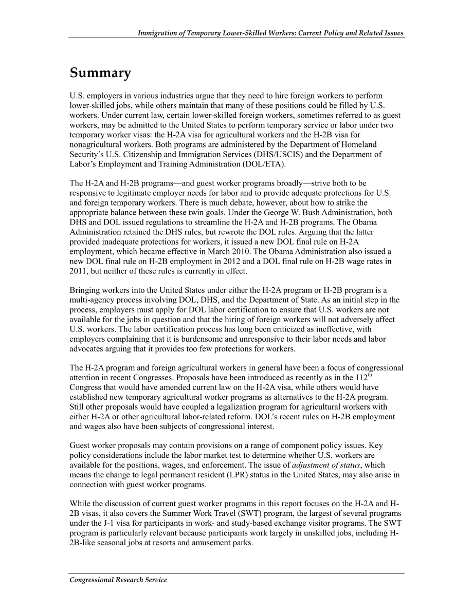 [20121213]R42434_临时低技能工人移民：当前政策和相关问题.pdf_第2页