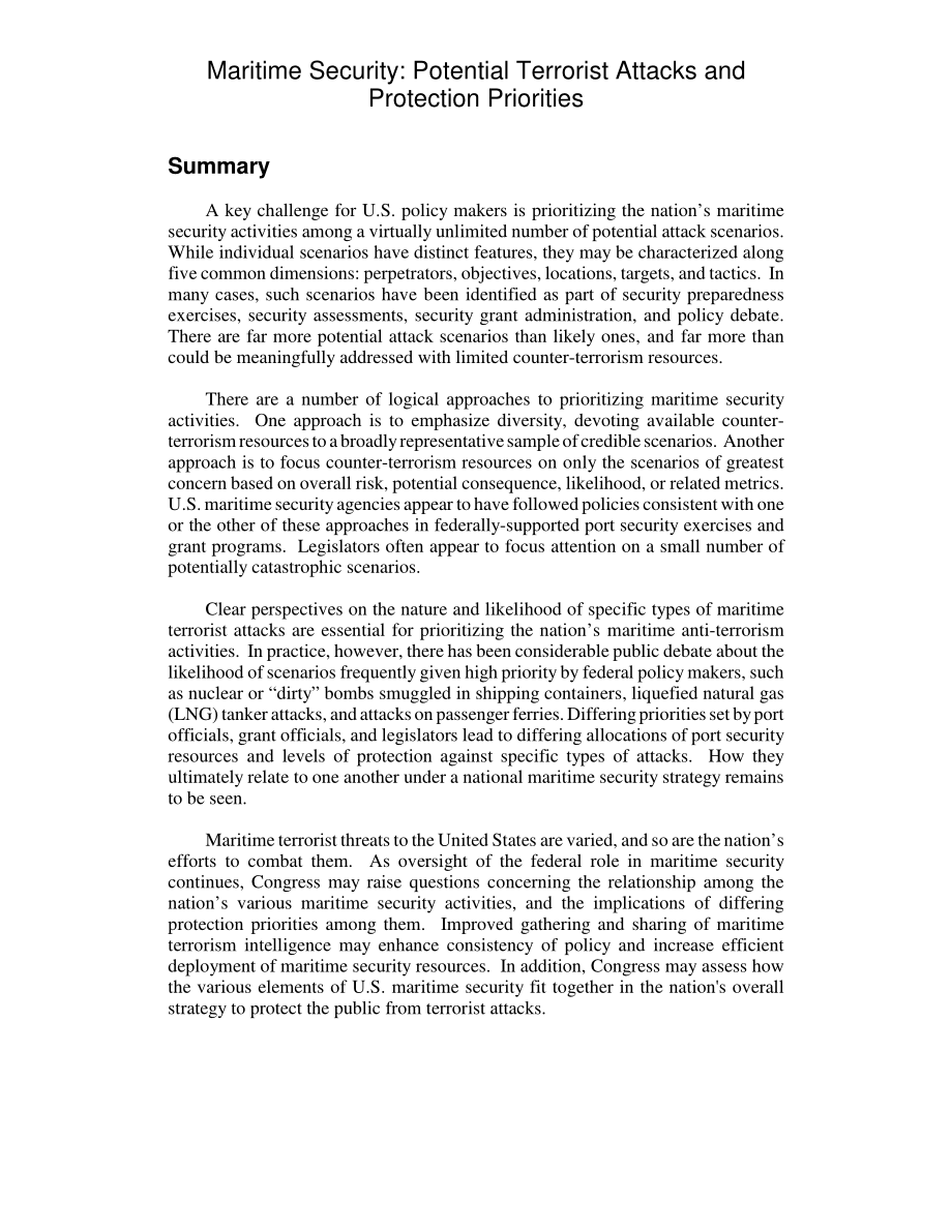 [20080514]RL33787_海事安保：潜在的恐怖袭击和保护重点.pdf_第2页