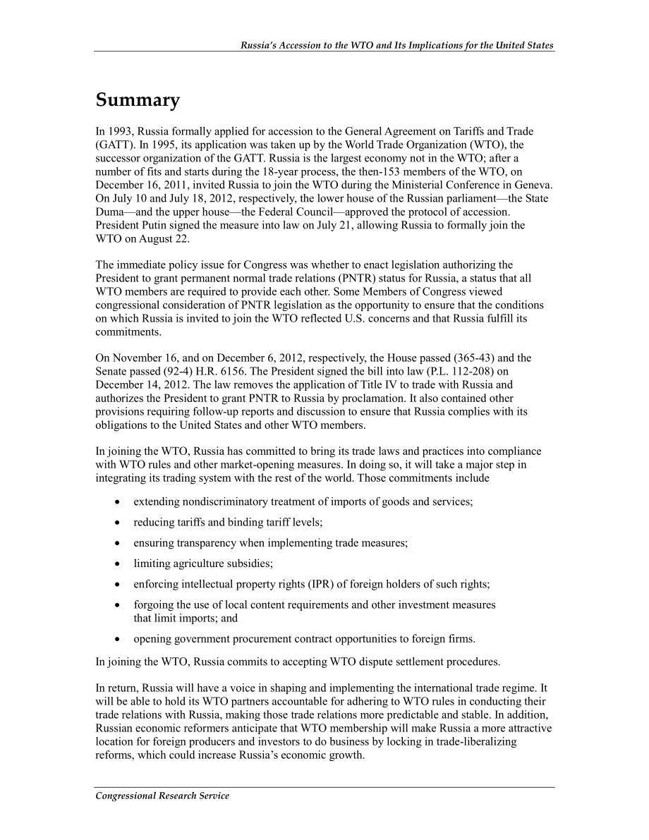 [20130104]R42085_俄罗斯加入WTO及其对美国的影响.pdf_第2页