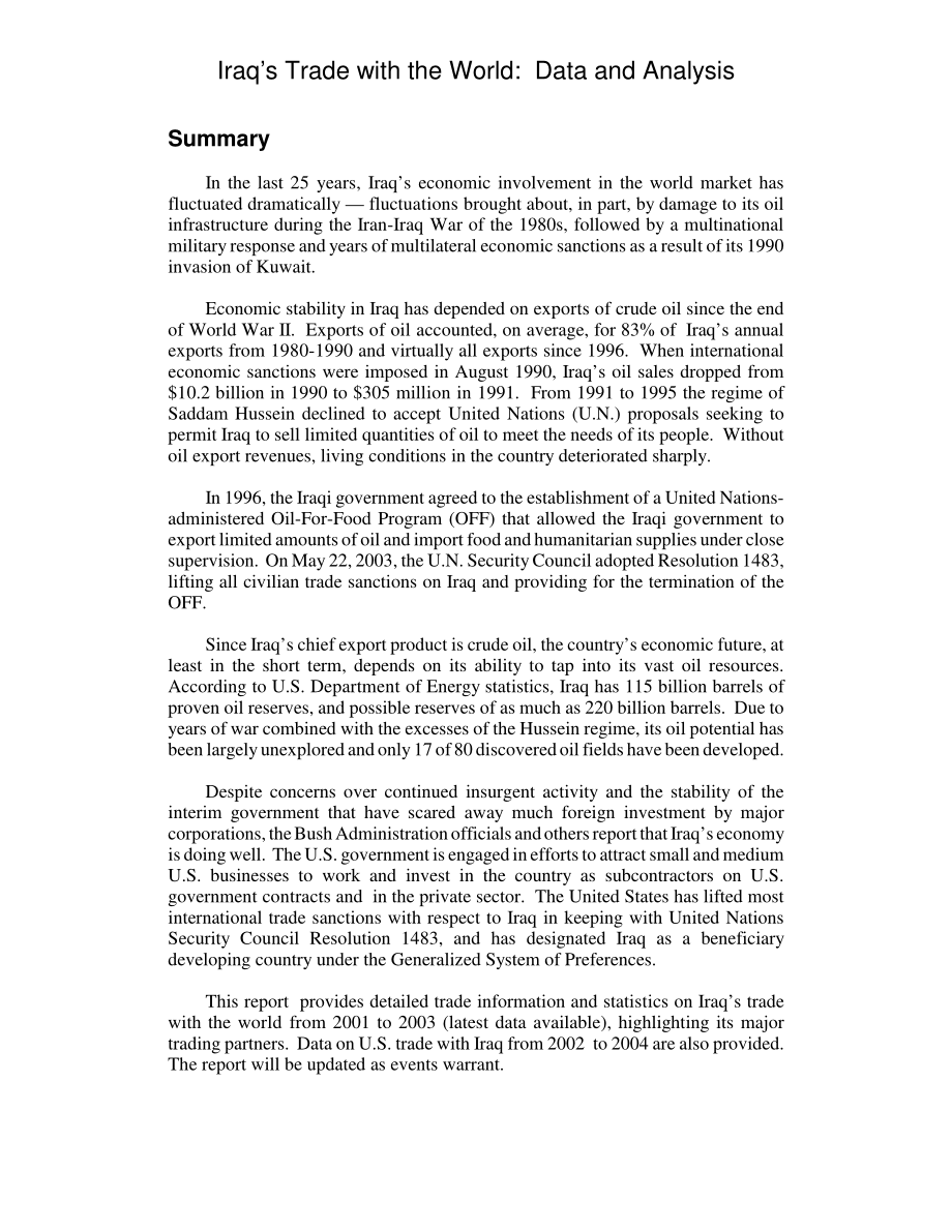 [20050325]RL32025_伊拉克与世界的贸易：数据和分析.pdf_第2页