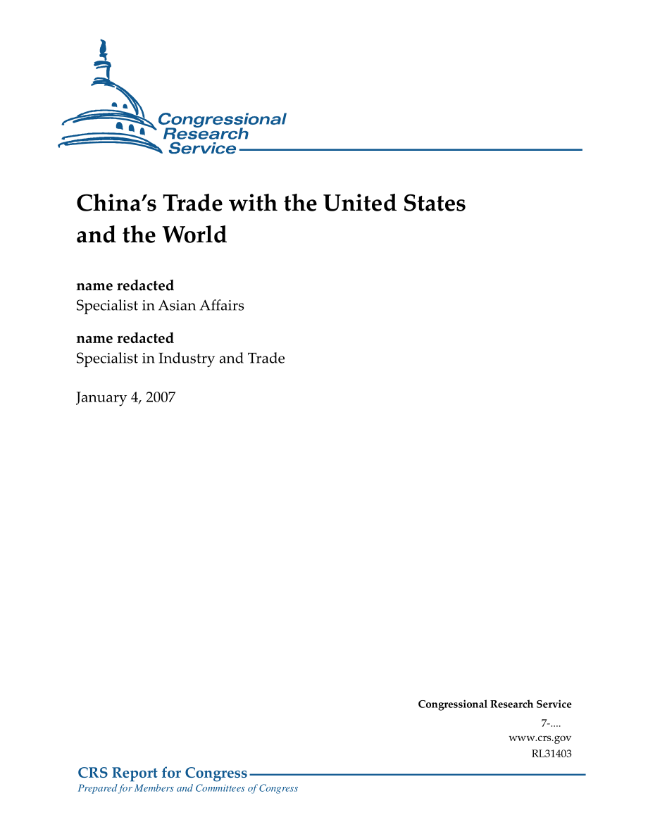 [20070104]RL31403_中国与美国和世界的贸易.pdf_第1页