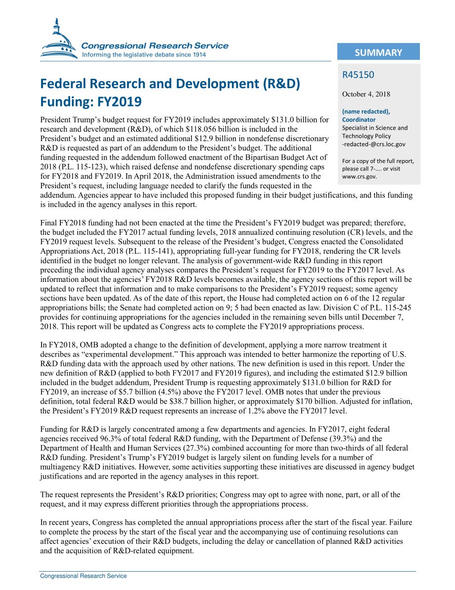 [20181004]R45150_联邦研发资金：2019财年.pdf_第2页
