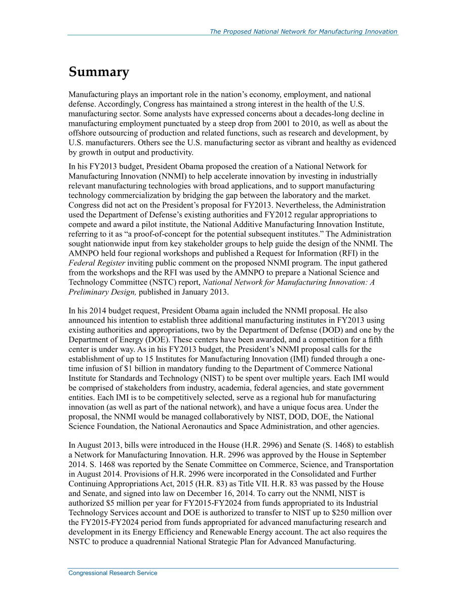 [20140227]R42625_奥巴马政府关于建立全国制造业创新网络的提议.pdf_第2页