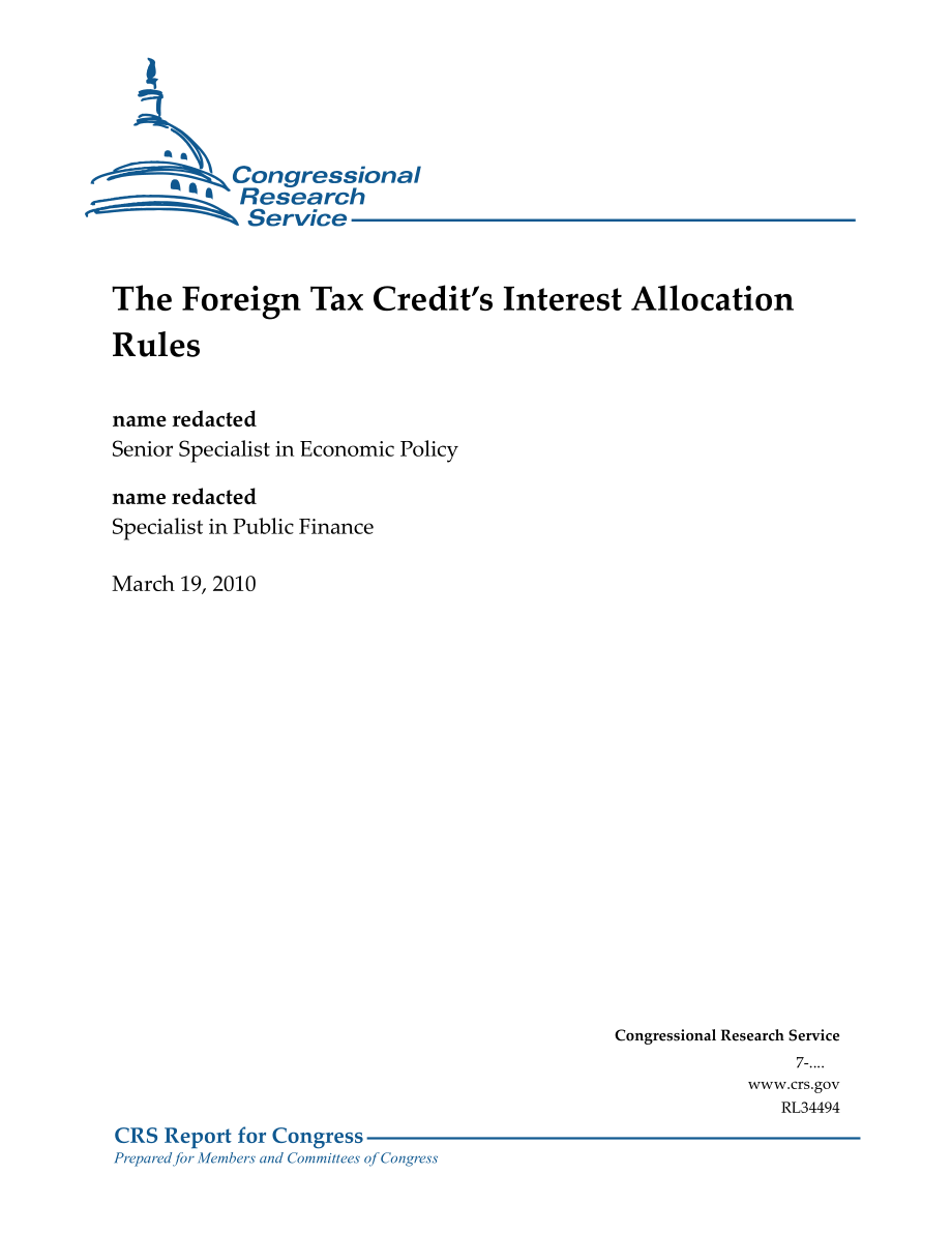 [20100319]RL34494_外国税收抵免的利息分配规则.pdf_第1页