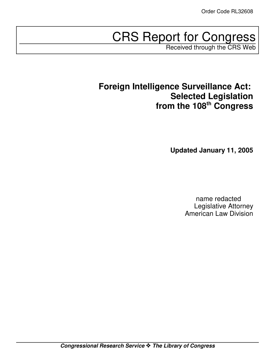 [20050111]RL32608_外国情报监督法：第108届国会精选立法.pdf_第1页