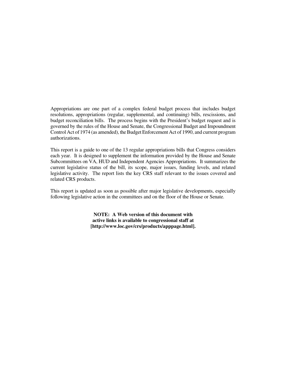 [19991207]RL30204_2000财年拨款：VA、HUD和独立机构.pdf_第2页