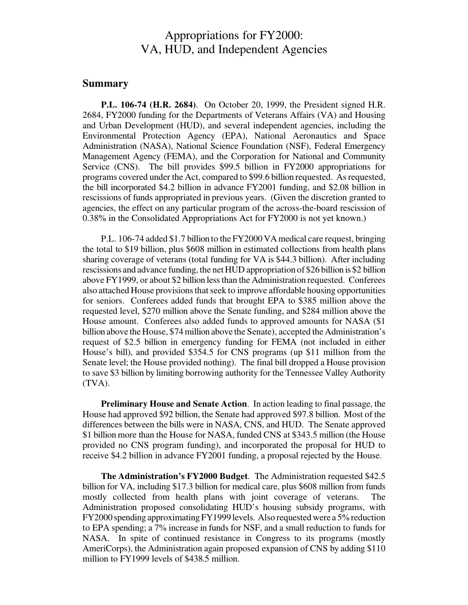 [19991207]RL30204_2000财年拨款：VA、HUD和独立机构.pdf_第3页