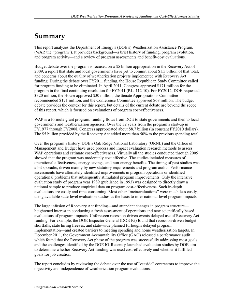 [20120111]R42147_DOE气候化计划：审查资金、绩效和成本效益研究.pdf_第2页