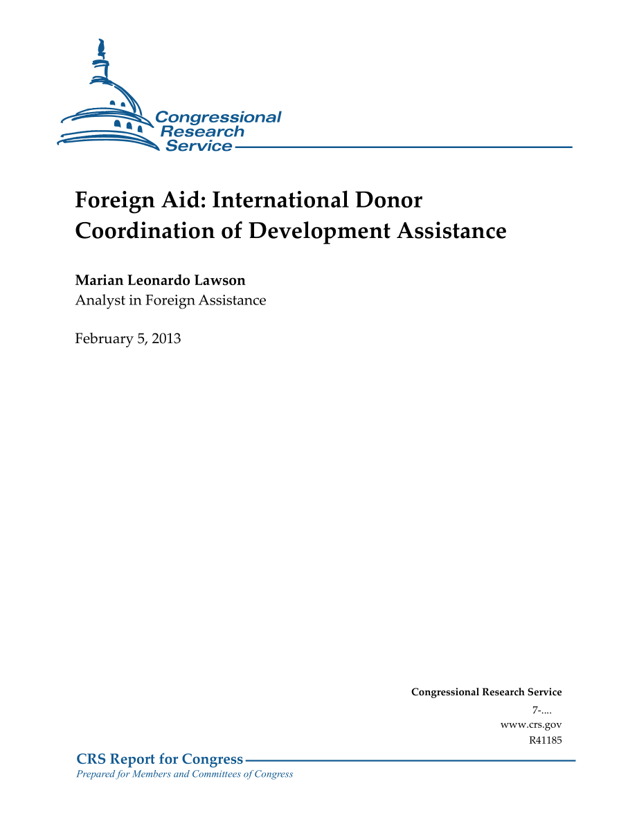 [20130205]R41185_对外援助：发展援助的国际捐助者协调.pdf_第1页