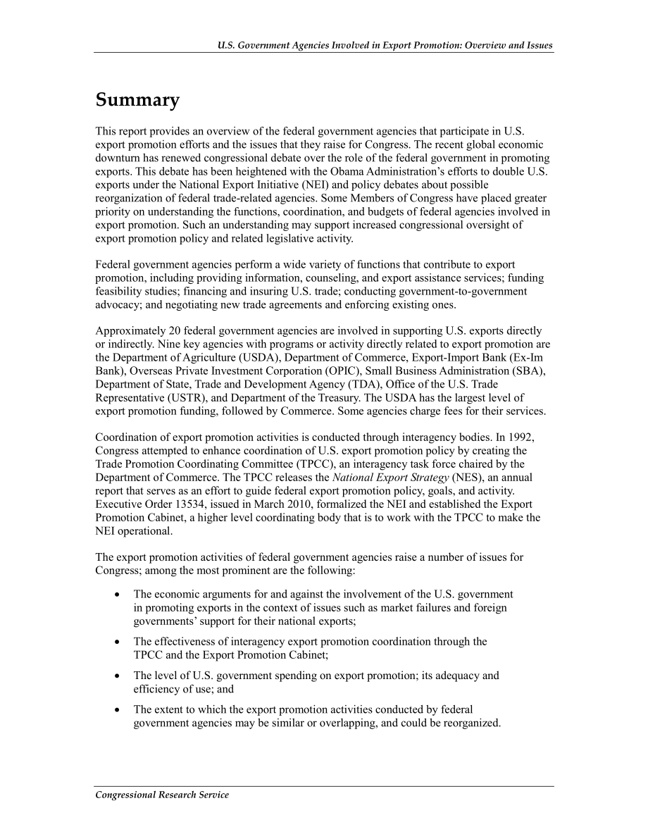 [20130131]R41495_参与出口促进的美国政府机构：国会概况和议题.pdf_第2页