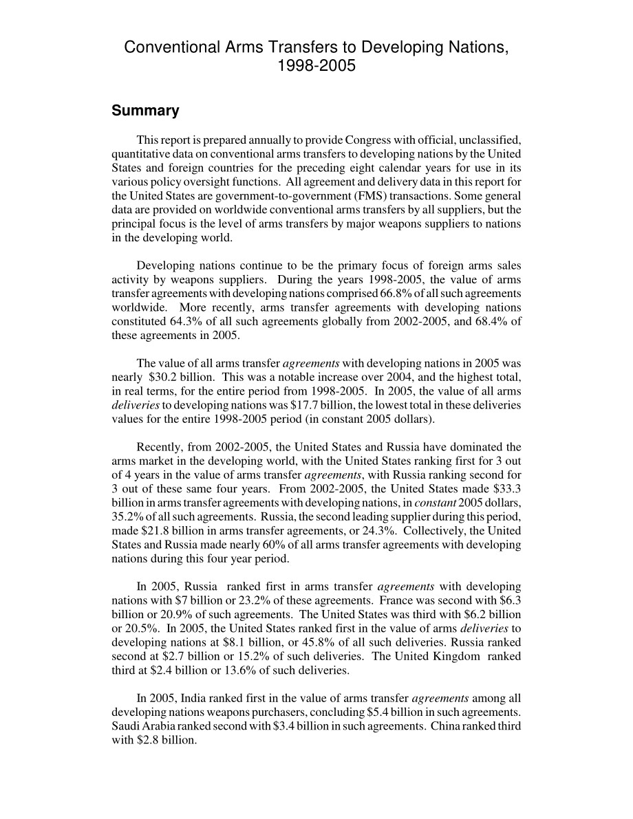 [20061023]RL33696_1998-2005年向发展中国家转让常规武器.pdf_第2页