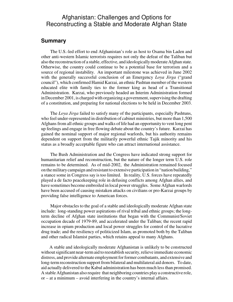 [20020711]RL31389_阿富汗：重建稳定温和国家的挑战和选择.pdf_第2页