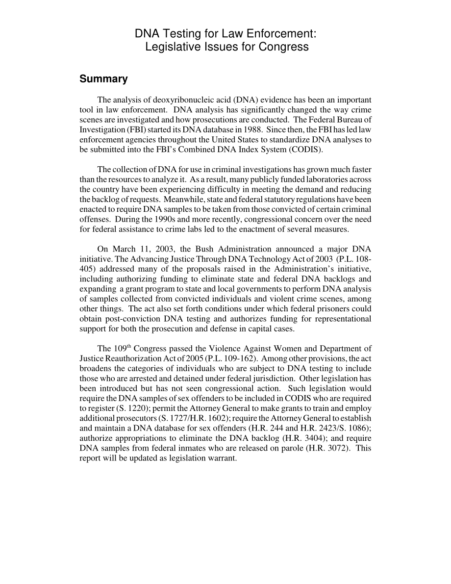 [20060119]RL32247_执法DNA检测：国会的立法问题.pdf_第2页