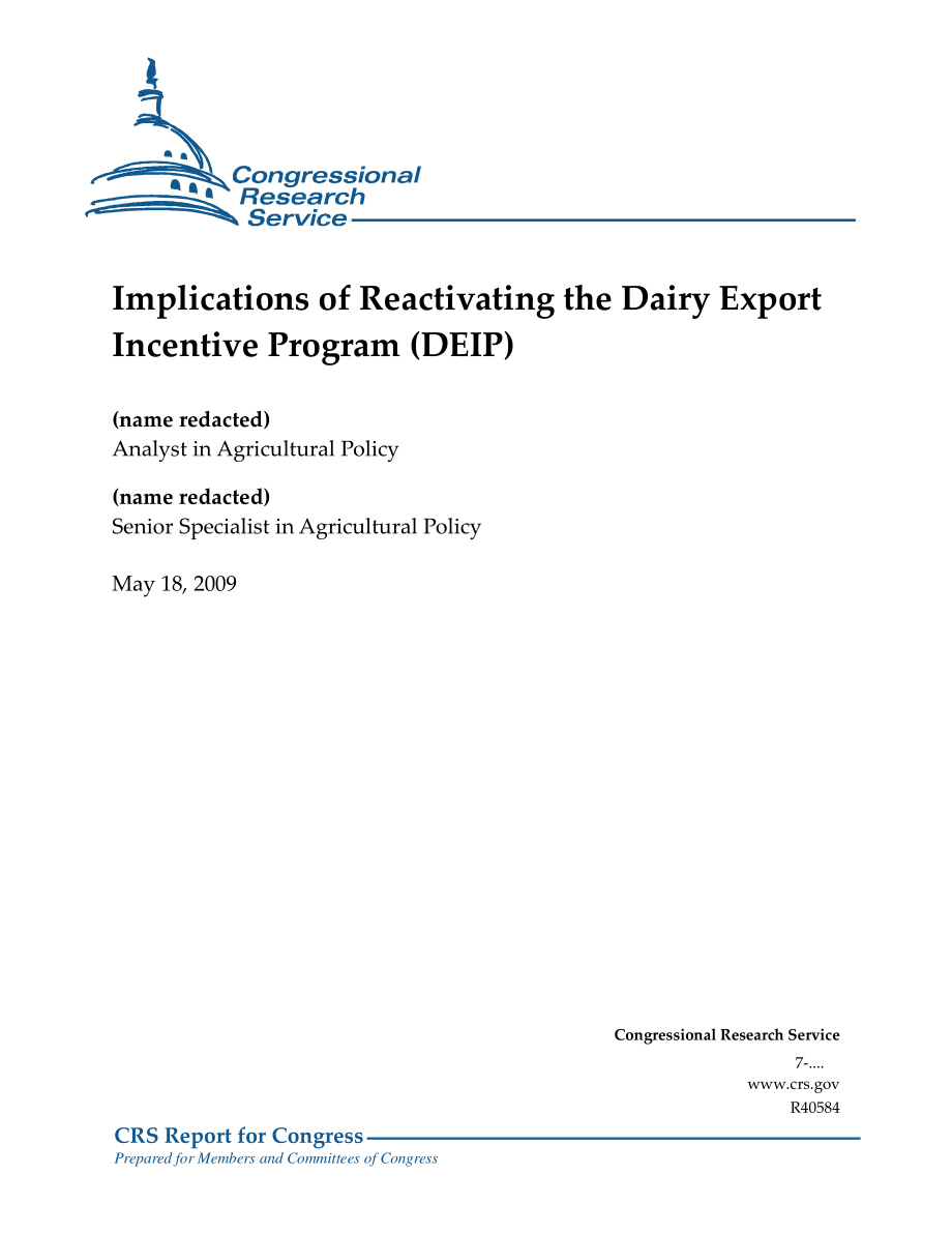 [20090518]R40584_重新启动乳制品出口激励计划（DEIP）的影响.pdf_第1页