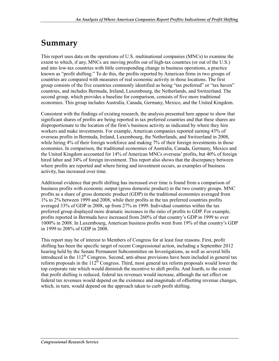 [20130118]R42927_对美国公司报告利润地点的分析：利润转移迹象.pdf_第2页