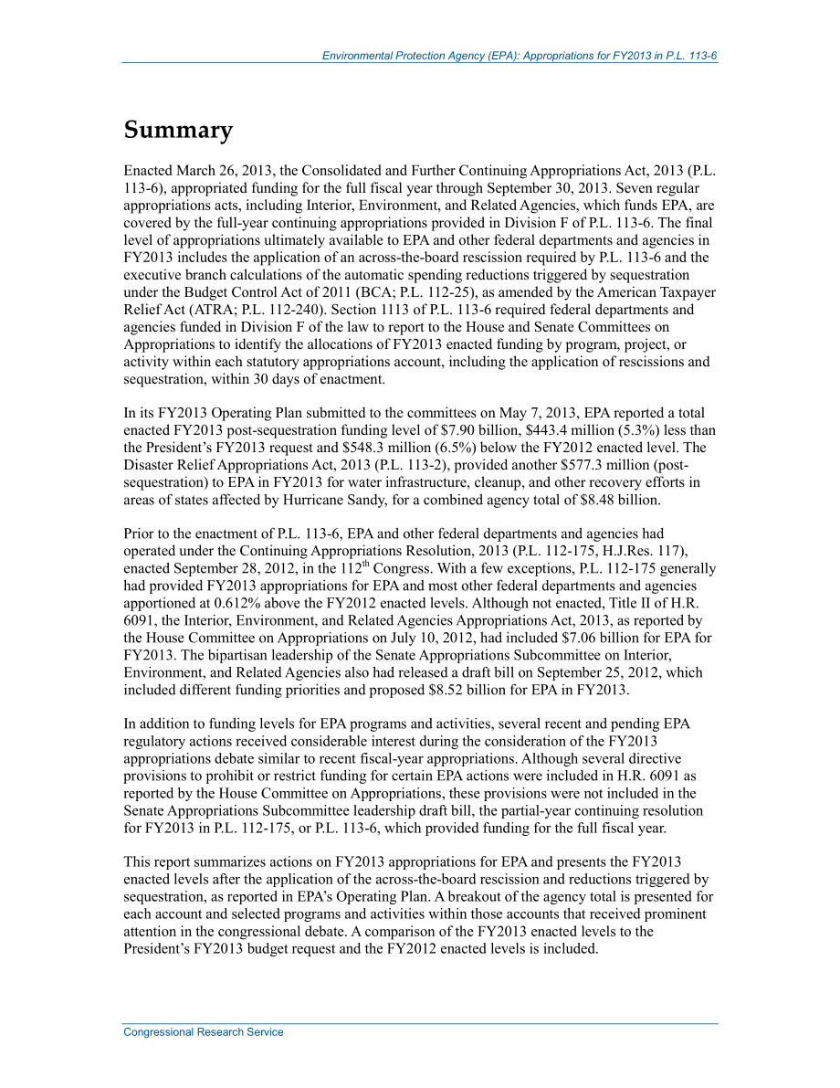 [20130829]R43207_环境保护局（EPA）：2013财年P.L.拨款113-6.pdf_第2页