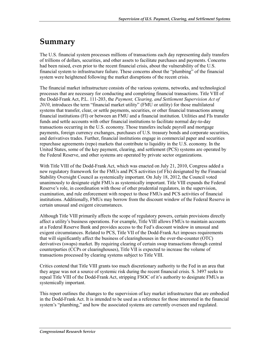 [20120910]R41529_对美国支付、清算和结算系统的监管：金融市场公用设施（FMU）的指定.pdf_第2页
