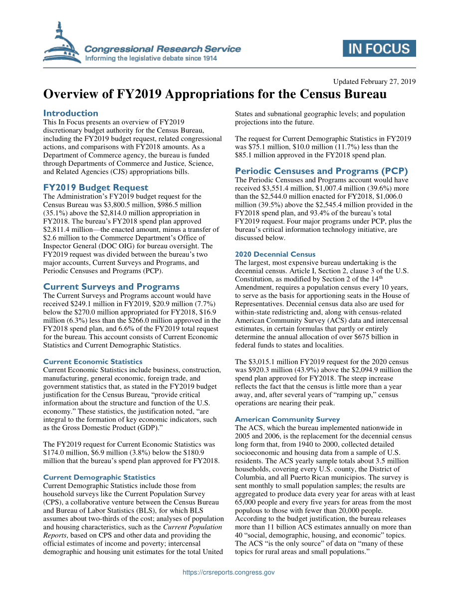 [20190227]IF11076_2019财年人口普查局拨款概况.pdf_第1页