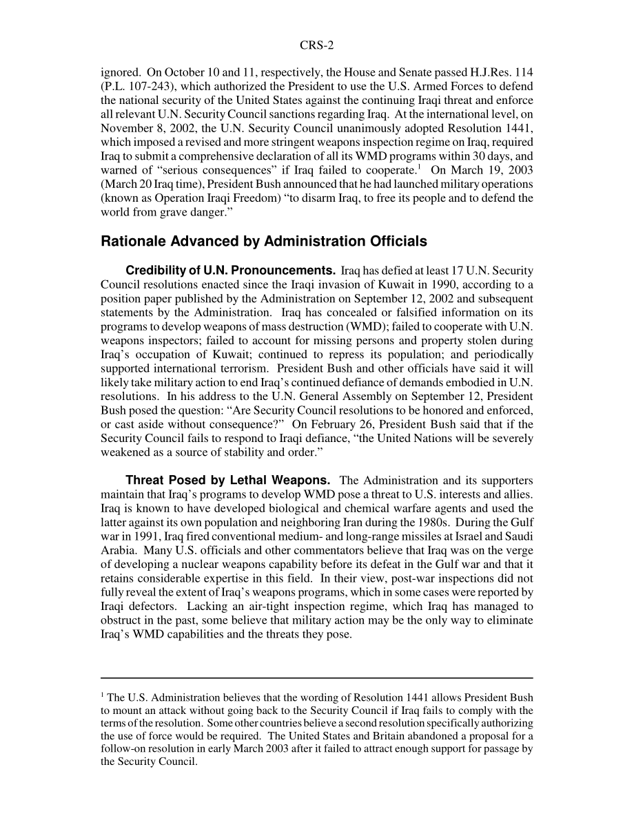 [20030331]RS21325_伊拉克：对军事行动的不同看法.pdf_第2页