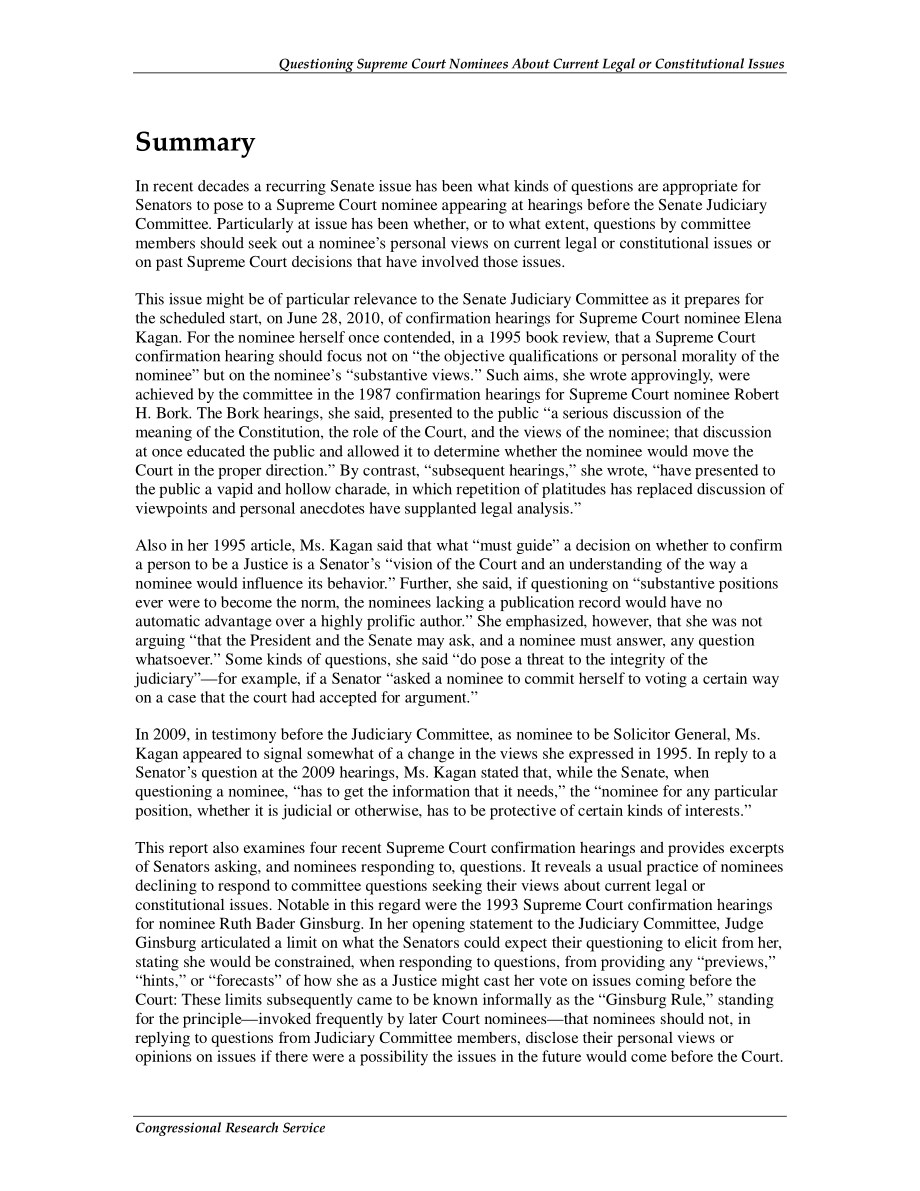 [20100623]R41300_询问最高法院提名人对法律或宪法问题的看法：反复出现的问题.pdf_第2页