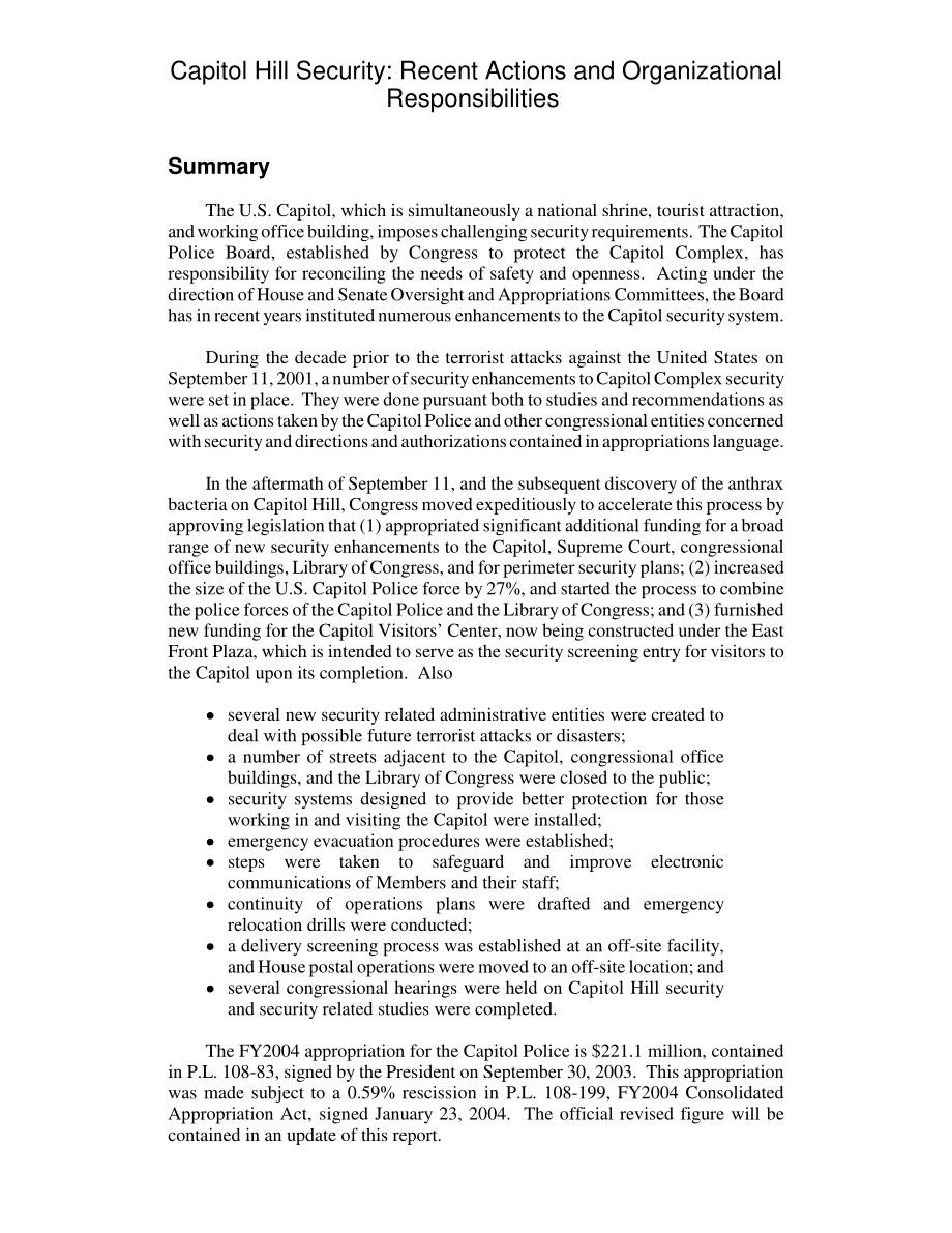 [20040203]RL30861_国会山安全：最近的行动和组织责任.pdf_第2页
