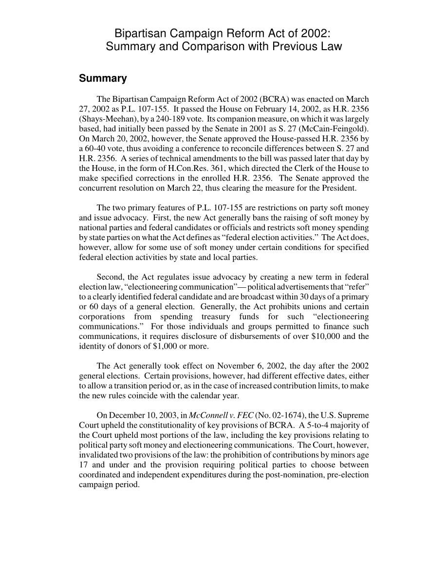 [20040109]RL31402_2002年两党竞选改革法案：总结和与以往法律的比较.pdf_第2页