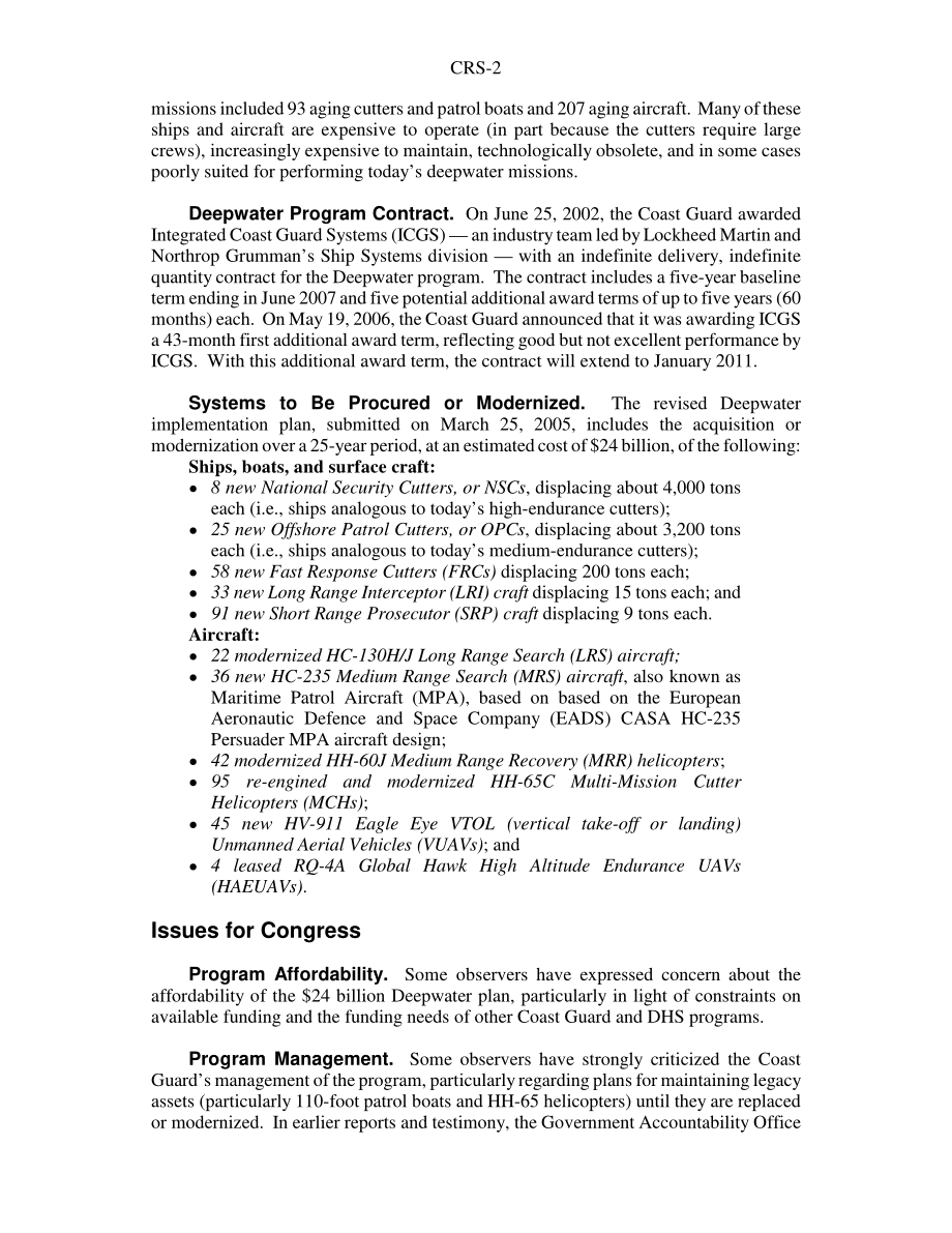 [20060906]RS21019_海岸警卫队深水计划：国会背景和议题.pdf_第2页
