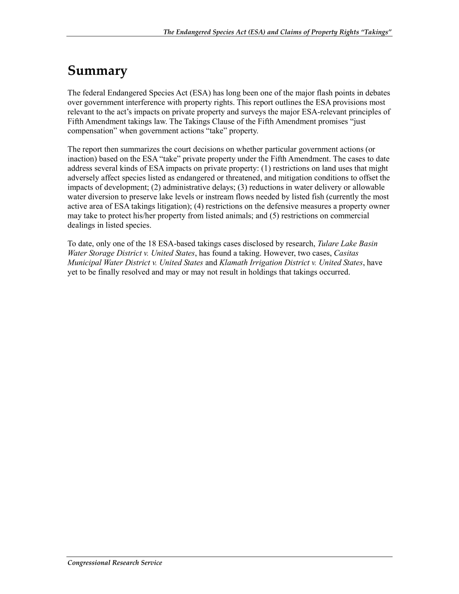 [20130107]RL31796_《濒危物种法》（ESA）和产权“征用”主张.pdf_第2页