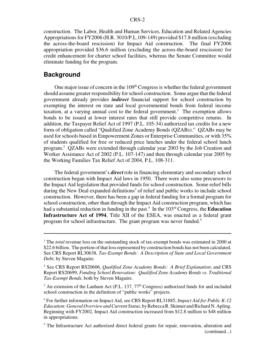 [20060127]RS20171_学校设施基础设施：背景和立法提案.pdf_第2页