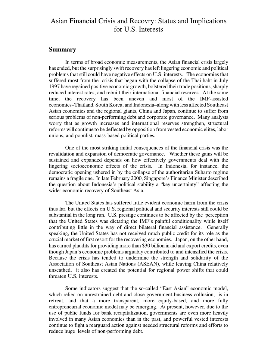 [20000406]RL30517_亚洲金融危机与复苏：现状和对美国利益的影响.pdf_第3页
