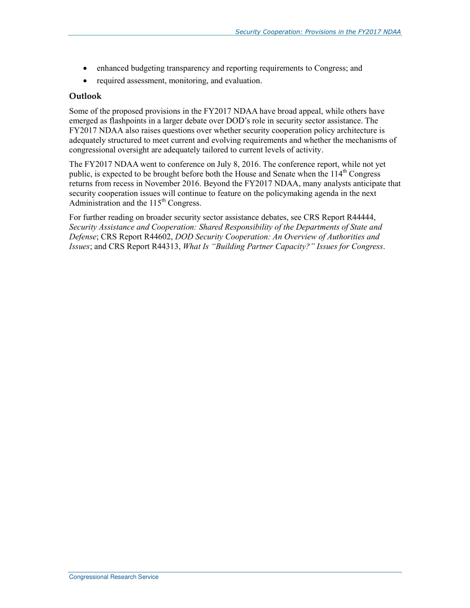 [20161101]R44673_安全合作：2017财年国防授权法案（NDAA）拟议条款比较.pdf_第3页