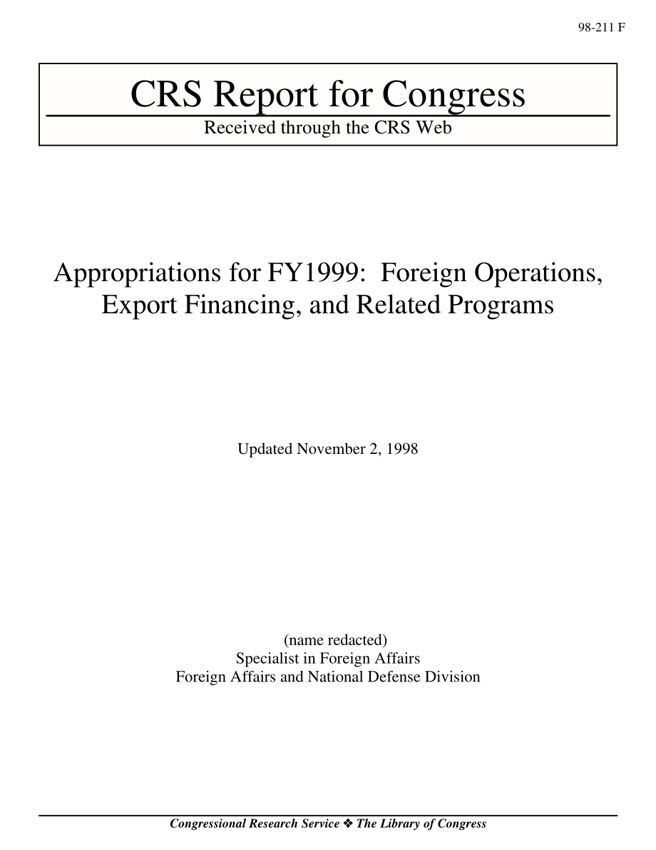 [19981102]98-211_Appropriations for FY 1999：国外业务、出口融资和相关计划.pdf_第1页