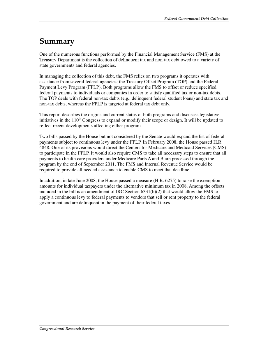 [20080912]RL34660_联邦政府债务催收：财政部抵消和联邦支付征税计划概述.pdf_第2页