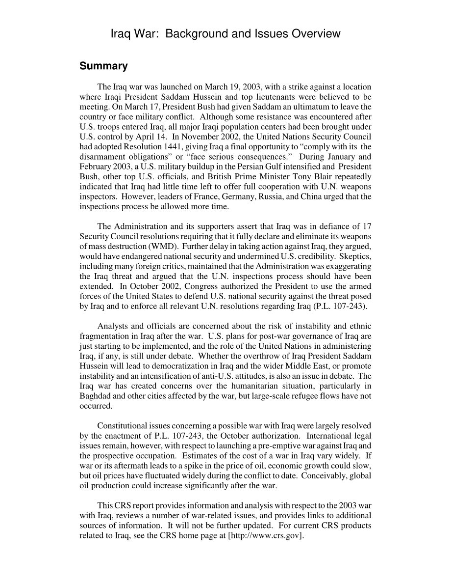 [20030422]RL31715_伊拉克战争：背景和问题概述.pdf_第2页