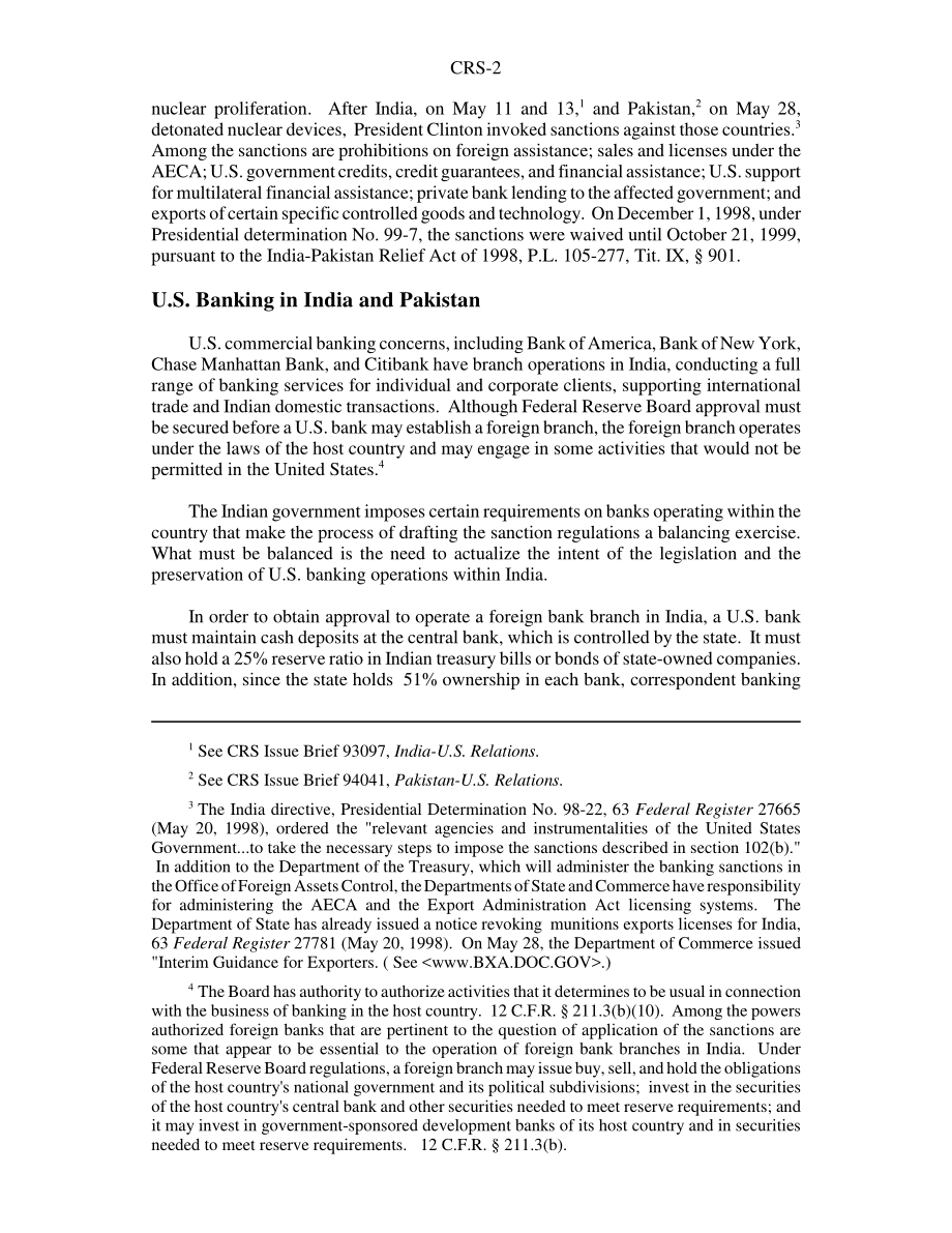 [19981216]98-537_根据适用于印度和巴基斯坦的《武器出口管制法》第102（b）节银行拒绝核扩散贷款.pdf_第2页