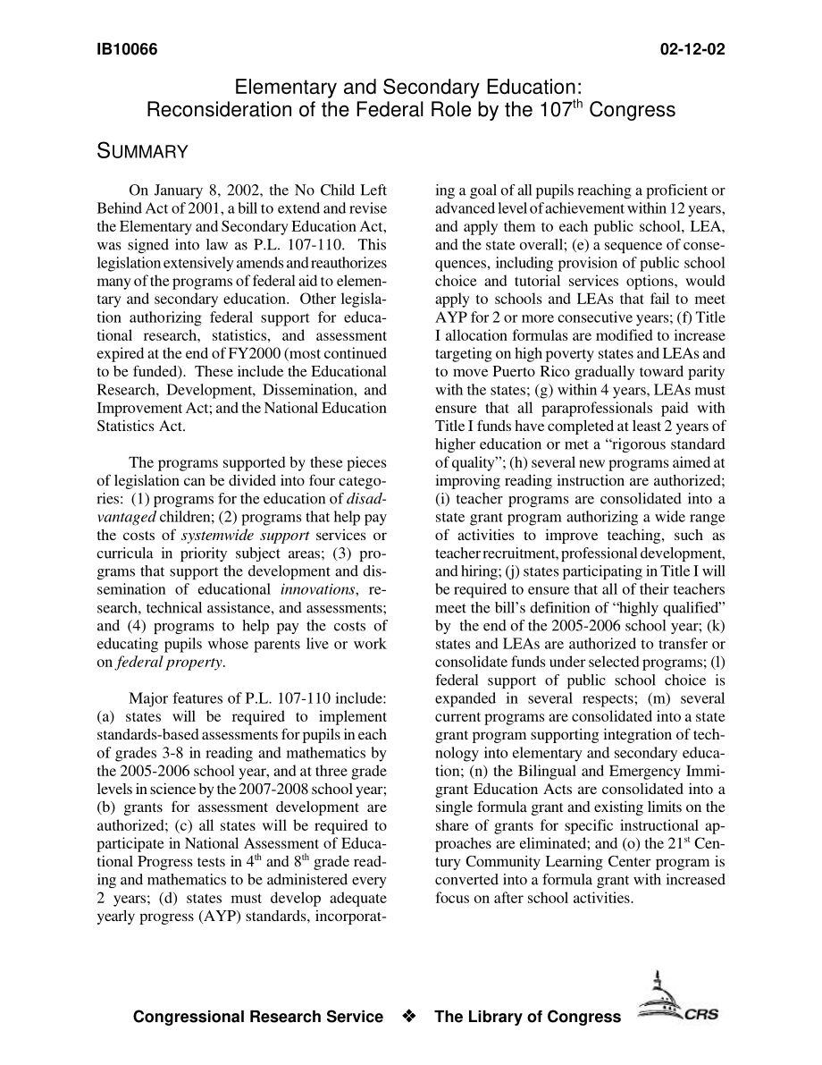 [20020212]IB10066_初等和中等教育：第107届国会对联邦作用的重新思考.pdf_第3页