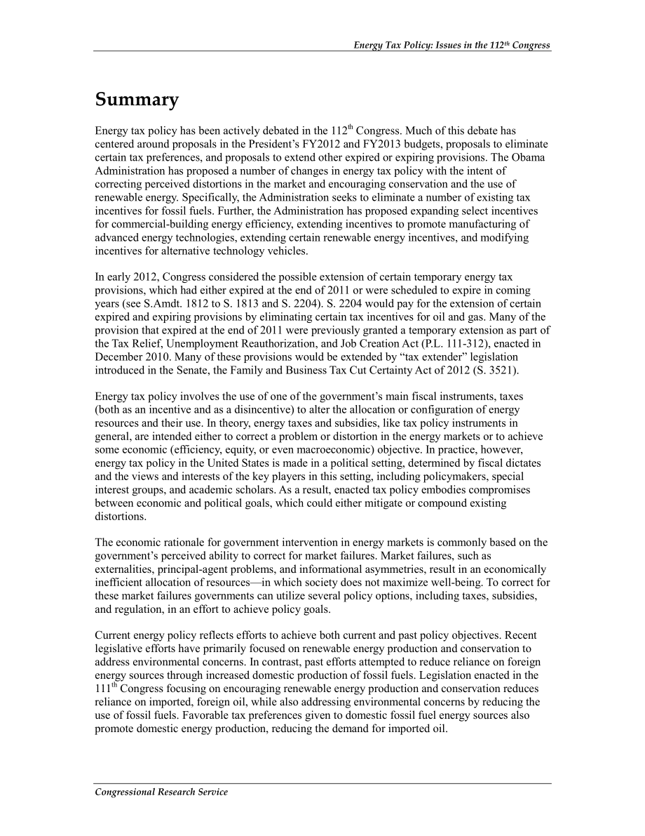 [20120924]R41769_能源税政策：第112届国会的议题.pdf_第2页