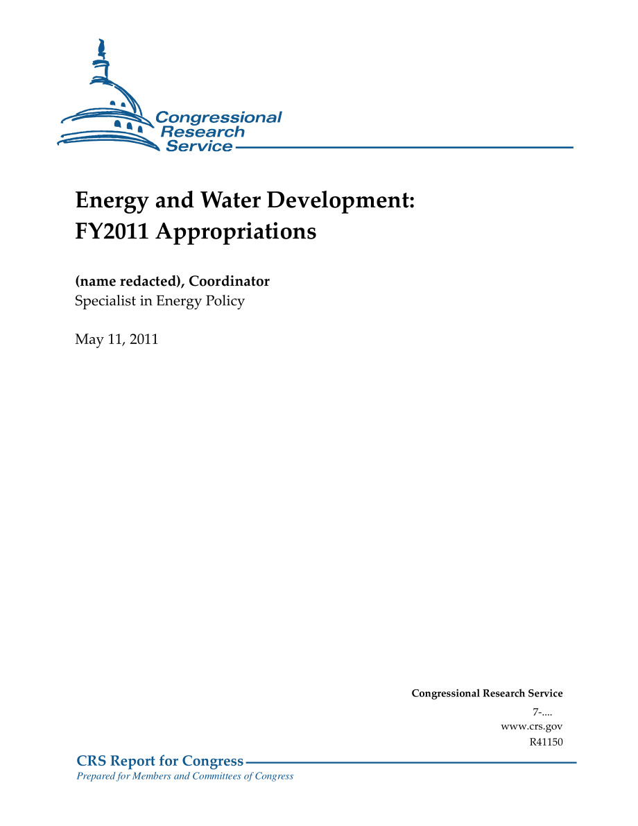 [20110511]R41150_能源和水资源开发：2011财年拨款.pdf_第1页
