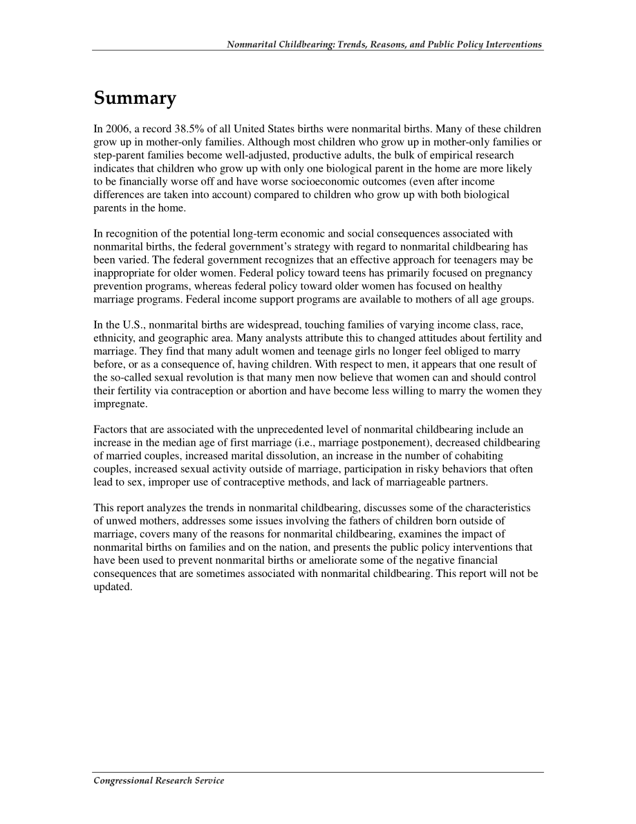 [20081120]RL34756_非婚姻生育：趋势、原因和公共政策干预.pdf_第2页