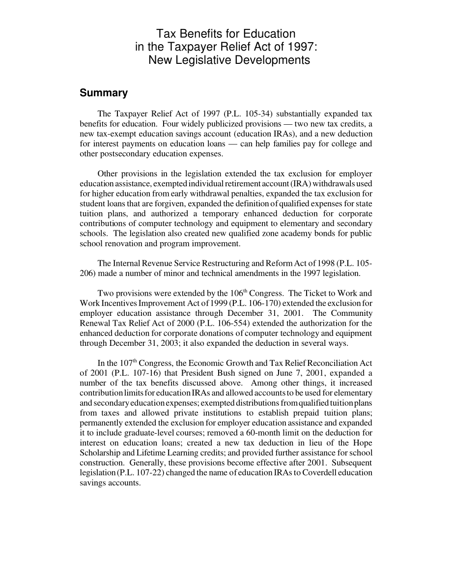[20010730]97-915EPW_1997年《纳税人减免法案》中的教育税收优惠：新的立法发展.pdf_第2页